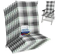 Beautissu Set of 8 Outdoor High Back Garden Chair Cushions Seat Pad mint | 120x50x6cm Mint Green Comfortable Soft Foamcore UV-lightfast upholstery patio pads furniture Sunny MK