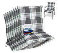 Beautissu Set of 8 Outdoor Low Back Garden Chair Cushions Seat Pad Foamcore | 100x50x6cm Mint comfortable soft UV-lightfast patio pads recliner Sunny MK