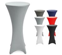 Beautissu Stretch Cover Set Spandex Poseur Table Cocktail Tablecloth Event | Ø80-85cm Silver Grey 2 Decoration non-slip reinforced standing Stella