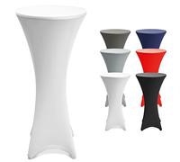 Beautissu Stretch Cover Stella Spandex Poseur Table Cocktail Tablecloth Ø 70-75 cm Event Decoration - White