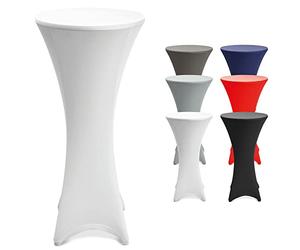 Beautissu Stretch Cover Stella Spandex Poseur Table Cocktail Tablecloth Ø 70-75 cm Event Decoration - White