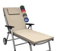 Beautissu Sun Lounger Cushion 200x60x5cm Loft RL - Garden Recliner Sunbed Cushion for Patio Balcony Terrace - UV-Light Resistant Steamer Relaxer Sunlounger Bed Pad Beige