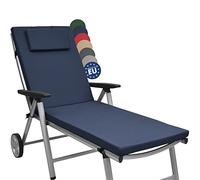 Beautissu Sun Lounger Cushion 200x60x5cm Loft RL - Garden Recliner Sunbed Cushion for Patio Balcony Terrace - UV-Light Resistant Steamer Relaxer Sunlounger Bed Pad Blue