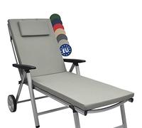 Beautissu Sun Lounger Cushion 200x60x5cm Loft RL - Garden Recliner Sunbed Cushion for Patio Balcony Terrace - UV-Light Resistant Steamer Relaxer Sunlounger Bed Pad Grey