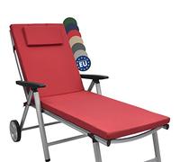 Beautissu Sun Lounger Cushion 200x60x5cm Loft RL - Garden Recliner Sunbed Cushion for Patio Balcony Terrace - UV-Light Resistant Steamer Relaxer Sunlounger Bed Pad Red
