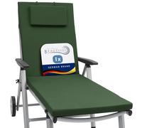 Beautissu Sun Lounger Cushion Garden Recliner Sunbed for Patio Balcony | 200x60x5cm Green UV-Light Resistant Steamer Relaxer Sunlounger Bed Pad Terrace deck chair upholstery Loft RL