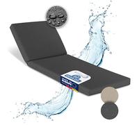 Beautissu Sun Lounger Cushion Only Waterproof Outdoor Weatherproof Washable | 190x60cm Anthracite Garden Recliner Cushions for Furniture Loungers Cushion-Cover upholstery pad Deckchair