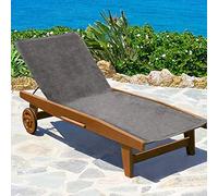 Beautissu XL Sun Lounger Towel Non-Slip Beach Lounger cotton soft | 70x200cm grey 100% terrycloth universal terry cloth sunbed holiday recliner slipcover cover Marbella