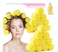 BEAUTIYAND Jumbo Foam Sponge Hair Rollers, Soft Sleeping Rollers, Curvy Wavy Hairstyle Curling Tools, 24 Pieces, Use For Long Hair Short Hair, Ladies And Children, 2"X2.75", Yellow