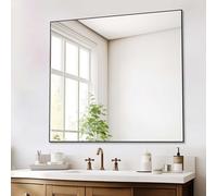 BEAUTME 40x36 Inch Wall Mounted Mirror, Black for Bathroom, Rectangular With Square Corner Metal Frame, Farmhouse Modern Style for Vanity (Horizontal/Vertical)