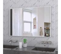 BEAUTME Wall Mirror, 36 x 24 Inch Bathroom Mirror for Wall, White Metal Frame, Hangs Horizontal or Vertical for Vanity/Bedroom/Bathroom