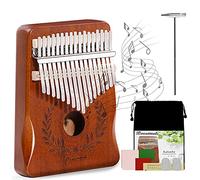 Beautmelo Thumb Piano 17 Keys Kalimba with Hand-Rest Curve Design Portable Mahogany Finger Piano with Music Book & Tune Hammer,Gift for Kids Adult Beginners Professional