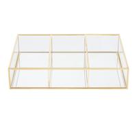 Beauty 3 Compartments Clear Glass Makeup Organiser Premier Housewares Gold One Size
