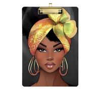 Beauty African Lady clipboard with Back Transparent for Softball Coaches clipboard Teacher Size 9 x 12 Gold