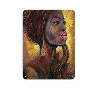Beauty African Woman Tin Sign Vintage Metal Pub Club Cafe Bar Home Wall Art Decoration Poster Retro 12x16inch(30x40cm)