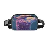 Beauty Alpaca Dark Sea Green Fashionable Fanny Waist Pack for Women Men Teenagers Water Resistant Crossbody Sling Bag with Adjustable Strap for Cycling Hiking Gym, Aesthetic Fighting Fish, One Size