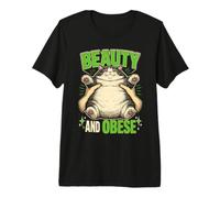 Beauty and Obese Chonky Cat Funny Meme Premium T-Shirt
