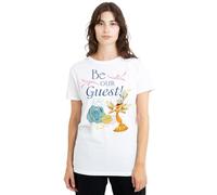 Beauty And The Beast Be Our Guest Ladies T Shirt, White, Small