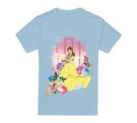 Beauty And The Beast Belle Flowers Window T-Shirt Light Blue | Size: Large Beauty And The Beast Light Blue L