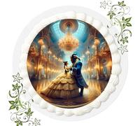 Beauty and the Beast Cake Picture for Birthday Edible Photo for Cakes, Cake Topper, Diameter 20 cm, Beauty and the Beast No. 12