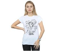 Beauty And The Beast Collage Sketch Cotton T-Shirt Disney White M