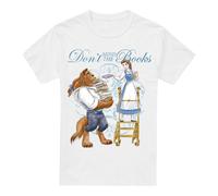 Beauty And The Beast Don'T Mind The Books T-Shirt White Beauty And The Beast White M