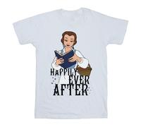Beauty And The Beast Girl's Happily Ever After Reading Cotton T-Shirt in White | Size: 9 Years Beauty And The Beast White 9 Years