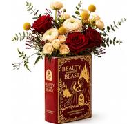 Beauty and the Beast Inspired Ceramic Book Vase - Decorative Floral Vase for Home and Library Unique