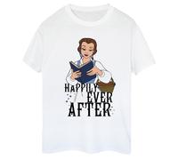 Beauty And The Beast Women's Happily Ever After Reading Cotton Boyfriend T-Shirt in White | Size: 3XL Beauty And The Beast White 3XL