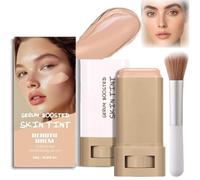 Beauty Balm Serum Skin Tint & Adaptive Shade Match Foundation Stick In #5 Ivory - Hydrating Lightweight Natural Glow Coverage Portable Compact With Brush For Everyday Facial Use