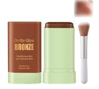 Beauty Balm Serum Skin Tint with Brush - Hydrating Tinted Moisturizer Foundation Stick & Portable Contour Stick - 3-in-1 Cream Blush, Bronzer & Highlighter, Blendable Natural Glow (Mocha Shimmer)