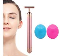 Beauty Bar Rose Gold Facial Massager for Skin Care Electric T-Shape Tools Face Lifting and Firming Anti-Wrinkles Skin Tightening (Pink)