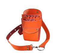 Beauty Barber Salon Storage Waist Pouch,Professional Genuine Leather Hairstylist's Scissors Bag, for Keeping Scissors, Hair Pins，Pet Hairdressing Tool Pouch Holder Case Orange