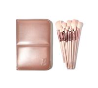 BEAUTY BAY Rose Glow Professional Makeup Brush Set, Synthetic Bristles, 18-Piece Collection with Stand, Rose Gold, for Face and Eye Makeup Application