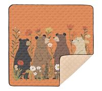 Beauty Bears Orange Soft Thick Baby Play Mat for Indoor Outdoor Non-Toxic Playroom Activity Mat for Baby Kids Toddlers Infants, 50'' x 50''