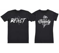Beauty & Beast - Matching Shirts T-Shirts - Couples Gift Set - (Sold Separately) Black