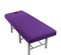 Beauty Bed Cover 10pcs Elastic Satin Stripe Massage Table Fitted Bed Sheet Full Cover Rubber Band SPA with Hole(Purple,180x60)