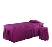 Beauty Bed Cover Beauty Salon 2pcs Set Bed Sheet + Pillowcase SPA Skin-Friendly Massage Table Cover Bedskirt with Hole Bedspread(Color-03,70x190cm)