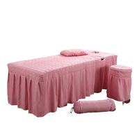 Beauty Bed Cover Beauty Salon Bed Sheet 5pcs Brief Beauty Bed Skirt Bedspread with Hole Body Massage Bed Cover(Pink,Pillow case 30x50cm)