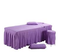 Beauty Bed Cover Beauty Salon Bed Sheet 5pcs Brief Beauty Bed Skirt Bedspread with Hole Body Massage Bed Cover(Lilac,Round Stool Cover)