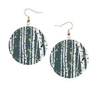 Beauty Birch Tree Leather Round Earrings Daily Accessories Working At Work Women'S Fashion
