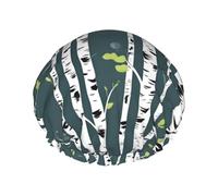 Beauty Birch Tree Print Shower Cap, Shower Cap for Women Reusable, Waterproof Bath Cap,Quick Drying Bath Hair Cap