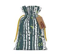 Beauty Birch Tree Print Stylish Drawstring Pouches,Reusable Drawstring Gift Bags,Perfect For Holiday And Party