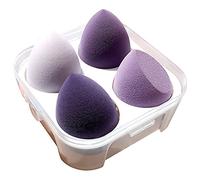 Beauty Blender Foundation Sponges set - 4 Pack Wet and Dry Makeup Egg Gourds for Liquid Foundation, Powder and Cream, Storage Case, Flawless Makeup Application (Violet)