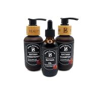 Beauty Boost Lab Batana Triple Collection Hair Care Set, Organic Honduran Miracle Oil Shampoo, Conditioner, Oil Serum for Growth and Strength, Natural Hair Types, Brown, 500ml