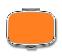 Beauty Burnt Orange Pill Box Elegant Metal Pill Case with 2 Compartments, Slim Portable Medicine Organizer for Purse, Pocket, Travel