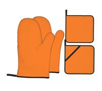 Beauty Burnt Orange Premium Oven Mitts And Pot Holders Sets For Ultimate Kitchen Safety And Convenience Oven Gloves 4 Sets