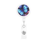 Beauty Butterfly Badge Reel Retractable Badge Holder with Keychain Funny ID Clips for Badges Lightweight Plastic Name Card Holders for Nurses Office Teacher