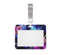 Beauty Butterfly ID Badge Holder with Lanyard ID Card Holders Waterproof Plastic Name Card Case Sliding ID Protector Pouch Name Tag Holders for Office Work Business