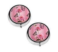 Beauty Butterfly Print Pill Box 3 Compartment Medicine Pill Case,Portable for Pocket Or Purse Pill Organizer Decorative Metal Medicine Vitamin Organizer Unique Gift